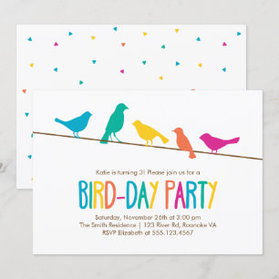 Bunte Birds Geburtstagsparty Einladung