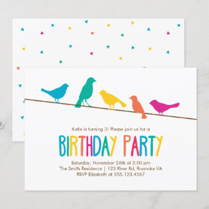 Bunte Birds Geburtstagsparty Einladung
