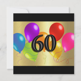 Bunte Birthday Balloons 60 Einladung