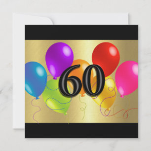 Bunte Birthday Balloons 60 Einladung