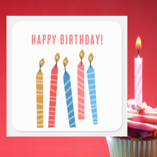 Bunte Birthday Candles Moderne Geburtstag Quadratischer Aufkleber
