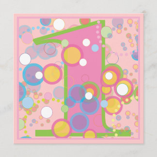 Bunte Blasen-1. Geburtstags-Party Einladung