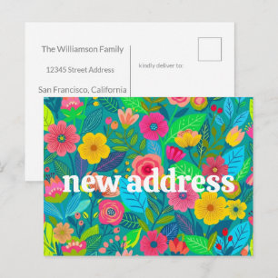 Bunte Blaue Blumige Wir Zogen Um Neue Heimat Umzug Postkarte