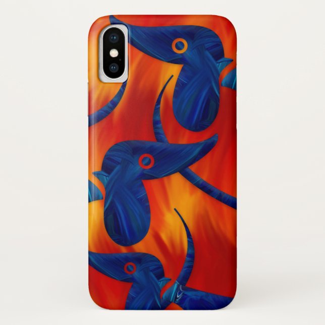 Bunte blaue Dackel Case-Mate iPhone Hülle (Rückseite)