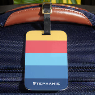 Bunte Blaue Rote Orange Abstrakte Streifen Name Gepäckanhänger