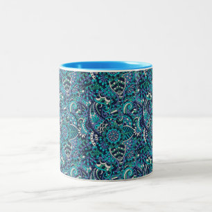 Bunte blaue und lila Paisley-Muster-Tasse Zweifarbige Tasse