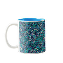 Bunte blaue und lila Paisley-Muster-Tasse