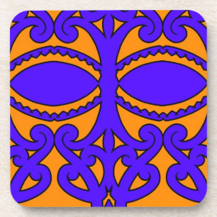 Bunte blaue und orange Tätowierungsmuster Untersetzer