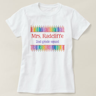 Bunte Bleistifte Sterne Name des Lehrers T-Shirt
