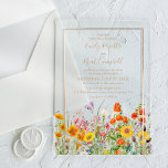 Bunte Blume Hochzeit Acryleinladungen<br><div class="desc">Die farbenfrohe Wilde Blume Country Wedding Akryllische Einladungen bieten hübsche Blume in Orange,  Gelb,  lila und Rosa auf einem undurchsichtigen Hintergrund mit Ihren Informationen zur Einladung von Hochzeiten in der Mitte. Personalisieren Sie den Text in den Textfeldern,  indem Sie ihn bearbeiten. Für Sie entworfen von Evco Studio www.zazzle.com/store/evcostudio</div>