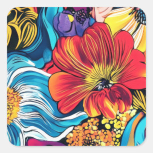 Bunte Blume Quadratischer Aufkleber