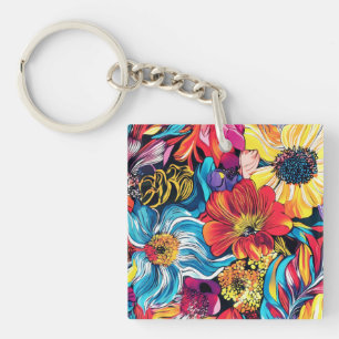Bunte Blume Schlüsselanhänger