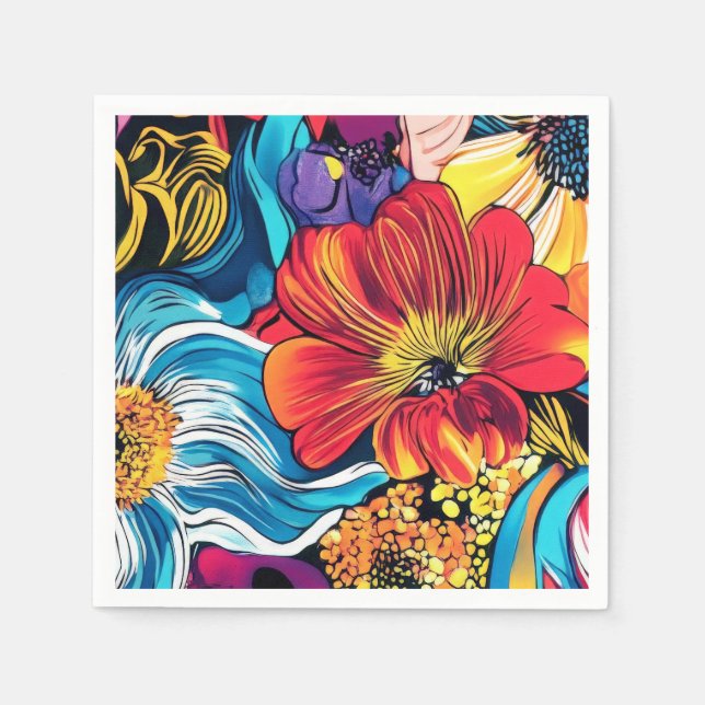 Bunte Blume Serviette (Vorderseite)