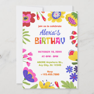 Bunte Blume zum Geburtstag Einladung