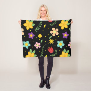 Bunte Blumen Aquarell Süß Fleecedecke