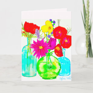 Bunte Blumen auf leerer Notizkarte Karte