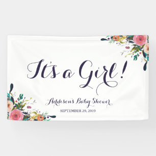 Bunte Blumen-Baby-Duschen-Fahne groß Banner