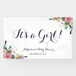 Bunte Blumen-Baby-Duschen-Fahne groß Banner