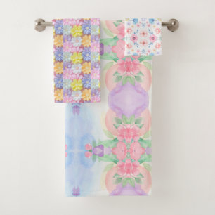 Bunte Blumen-Badetuch Badhandtuch Set