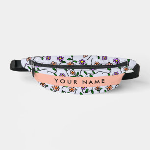 Bunte Blumen, blauer Hintergrund, Orange Bauchtasche