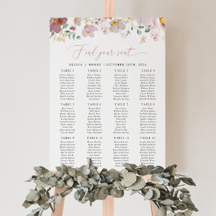 Bunte Blumen, Boho, Hochzeit Sitzordnung Poster