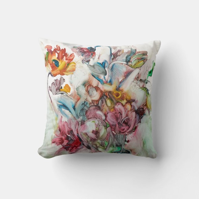 Bunte Blumen, die auf einem Throwkissen malen Kissen (Vorderseite)