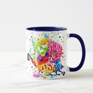 Bunte Blumen-Echse Tasse