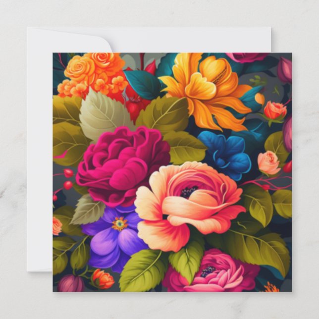 Bunte Blumen Einladung (Vorderseite)