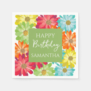 Bunte Blumen Frohe Geburtstagsfeier Serviette
