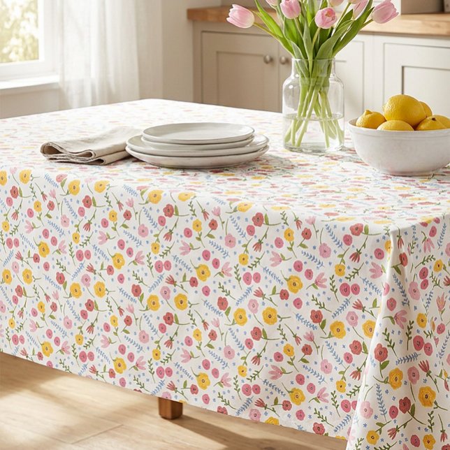 Bunte Blumen- Frühling- Gartentischdecke Tischdecke (Fun Floral Spring Tablecloth)