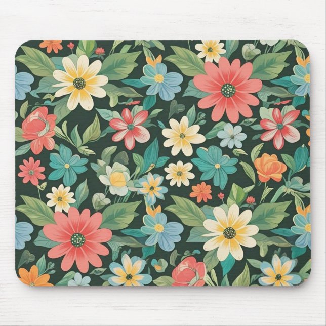 Bunte Blumen/Frühling Mousepad (Vorne)
