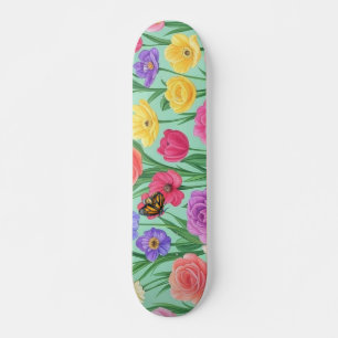 Bunte Blumen-/Frühlingsrose Skateboard
