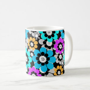 Bunte Blumen Gänseblümchen Blau Türkis Lila  Kaffeetasse