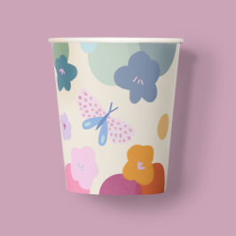 Bunte Blumen Geburtstag Dopamin Papier Pappbecher