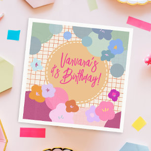 Bunte Blumen Geburtstag Dopamin Papier Serviette