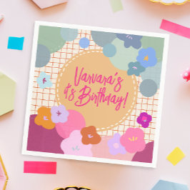 Bunte Blumen Geburtstag Dopamin Papier Serviette