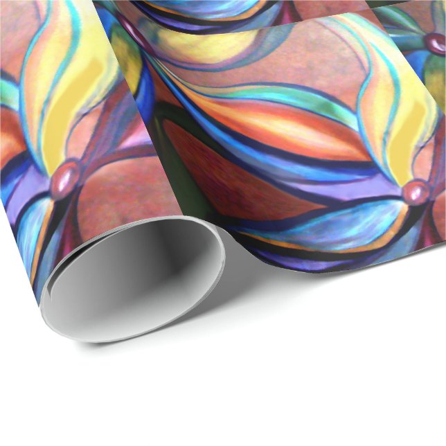 Bunte Blumen Geschenkpapier (Rolleneckpunkt)