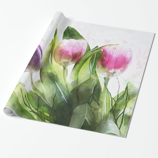 Bunte Blumen Geschenkpapier (Ungerollt)