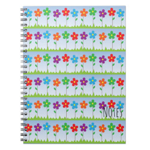 Bunte Blumen-gewundenes Notizbuch Notizblock