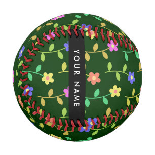 Bunte Blumen, Grüner Hintergrund, Schwarz Baseball