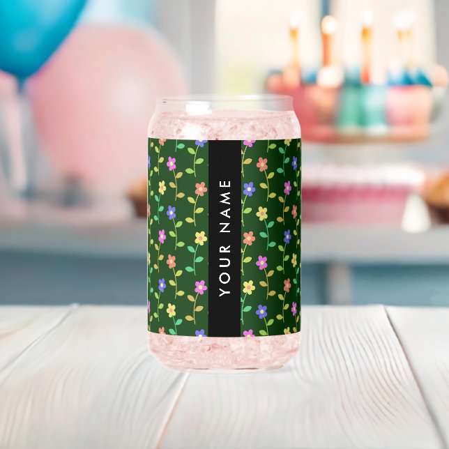 Bunte Blumen, Grüner Hintergrund, Schwarz Dosenglas (Insitu (Baby Party))
