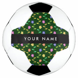 Bunte Blumen, Grüner Hintergrund, Schwarz Fußball