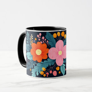 Bunte Blumen, Helle Muster Lebendige Volkstümliche Tasse