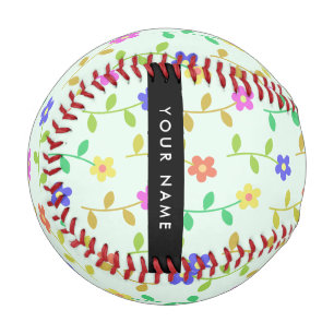 Bunte Blumen, Hellgrüner Hintergrund, Schwarz Baseball