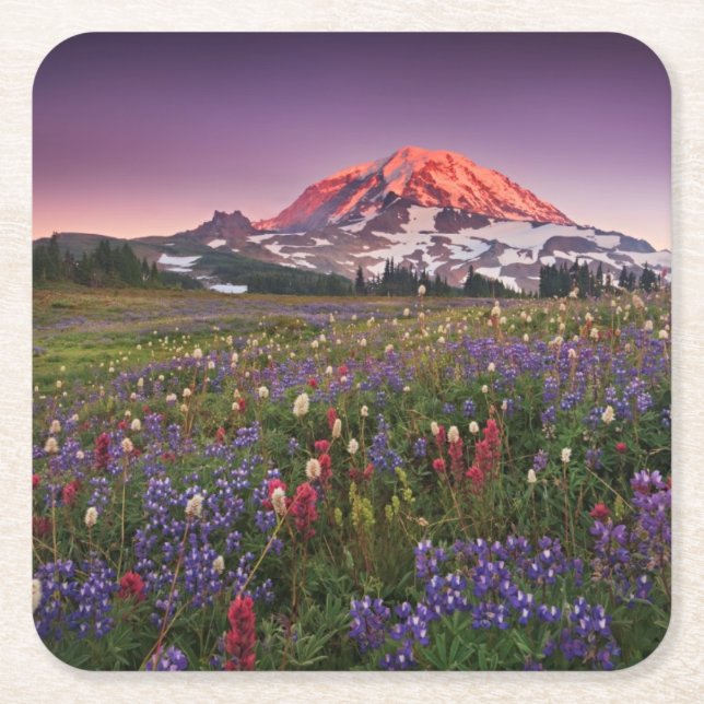 Bunte Blumen im regnerischeren Nationalpark Rechteckiger Pappuntersetzer (Vorderseite)