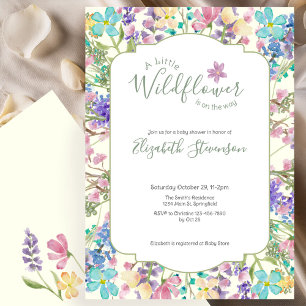 Bunte Blumen Kleine Wildblume Baby Shower Einladung