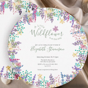Bunte Blumen Kleine Wildblume Baby Shower Einladung