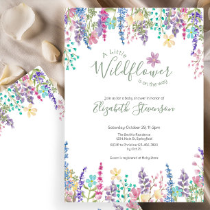 Bunte Blumen Kleine Wildblume Baby Shower Einladung