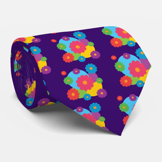 Bunte Blumen Krawatte (Gerollt)