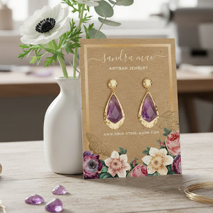 Bunte Blumen-Ohrschmuck Schmuckanzeigekarte Visitenkarte